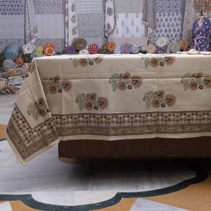 High Quality Floral Hand Block Print <b>Table</b> <b>Cloth</b> for Weddings and Daily Use Handmade Organic Cotton for Elegant Home Decor - Product Image 3
