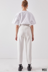 Pantalon de jogging surdimensionné en coton 100% écologique de haute qualité, taille haute élastique, avec revers à la cheville, personnalisable, taille plus, 2023 - Product Image 6