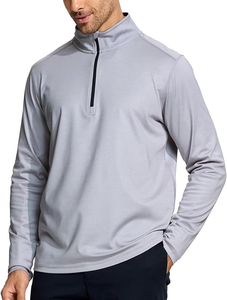 Suéter Personalizado para Hombre con Cierre de Cremallera de un Cuarto, Cuello Alto Simulado con Rayas Deportivas, Sudadera con Cierre de Cremallera para Golf - Product Image 5