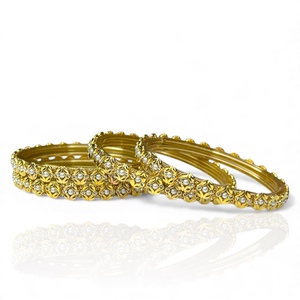 Modern Premium Trendy Flower <b>Pearl</b> <b>Gold</b> Plated Glass Bangle Wedding Wear Assorted Sizes High Demand Ready to Ship for Women - Product Image 3