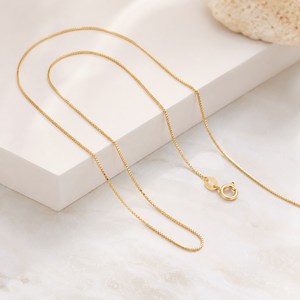 Colar de Corrente Box em Prata Esterlina 925 Banhado a Ouro 0.65mm, Joia Minimalista com Elo Quadrado 45cm - Product Image 3