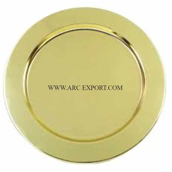 Set of 3 Round Shape Metallic Gold Silver and Copper Polished Charger Plates Standard Designing Dinner Ware Food Under Plate