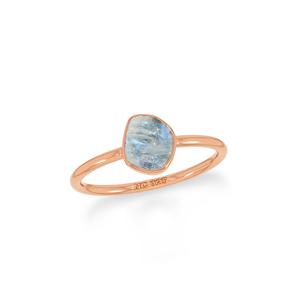 Anillo Apilable con Engaste de Bisel Liso y Chapado en Oro Rosa de 18 Quilates, Piedra Lunar Arcoíris, Forma de Pera Ovalada, para Mujer, Paquete de 12 - Product Image 1
