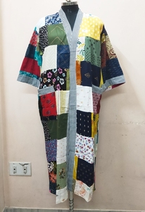 Unisex Eco-Friendly Thermal Bathrobe Handmade Vintage Kimono Floral Indian Patchwork Design Plus Size Men's Sleepwear Made - Product Image 5