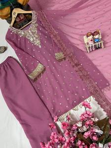 Nouveau haut de soirée élégant de créateur avec Sharara Plazzo correspondant à Dupatta pour les occasions festives vêtements indiens et pakistanais Inde - Product Image 2