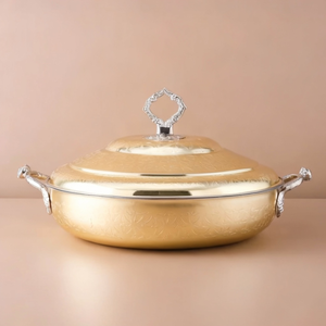 หม้อสแตนเลสเคลือบทอง พร้อมฝาปิด ดีไซน์ทันสมัย สวยงาม หรูหรา ใช้เป็นชามเสิร์ฟ สำหรับครัว ห้องอาหาร โรงแรม - Product Image 1