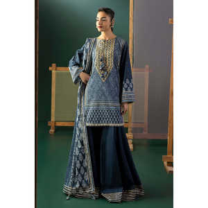 ชุดสูทผ้าลอนปักลายโกต้าสำหรับผู้หญิง 3 ชิ้น พร้อมผ้าคลุมไหล่พิมพ์ลาย รุ่น CL-62039 - Product Image 1