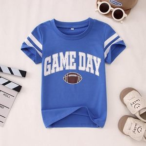 Camiseta de Fútbol Americano para el Día del Partido, Marca Bandera Americana, Bordada, Azul, 100% Algodón, Manga Corta, Ropa Deportiva para Niños - Product Image 6