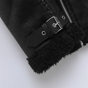 2025 women's new autumn fur one black double-sided motorcycle jacket jacket thickened women's <b>thermal</b> <b>top</b> - Product Image 4