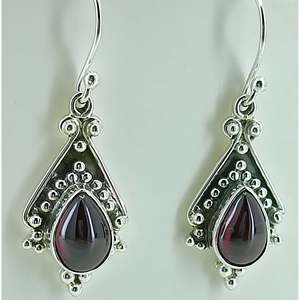 Handmade 925 Sterling <b>Silver</b> Women's <b>Earrings</b> Natural Garnet Pear & Water Drop Shape Elegant <b>Dangle</b> Drop Design-Perfect Gift - Product Image 5