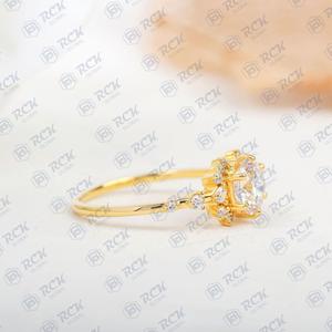 1,00 CTW corte redondo Art Deco Moissanite anillo para mujer aniversario y regalo de cumpleaños - Product Image 5