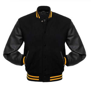Wholesale Custom Men's Wool <b>Viscose</b> Bomber Jacket Stand Collar Wool <b>Viscose</b> Sleeve Winter Varsity Baseball High Street Letter - Product Image 2