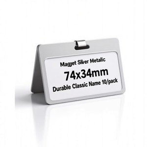 Metallic Silver <b>Name</b> <b>Tag</b> 74x34mm Transparent Durable 10/Pack Classic Design Badge Holder Accessory - Product Image 2
