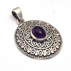 Venta caliente Natural amatista Boho piedras preciosas joyería 925 plata esterlina sólida apilamiento colgante diseño para mujeres - Product Image 2