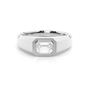 Anillo de compromiso de nuevo diseño perfecto, anillo de diamante cultivado en laboratorio de corte brillante Esmeralda, anillo de boda personalizado en oro blanco de 18K - Product Image 1
