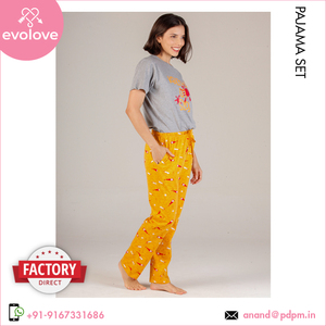 Diferentes colores disponibles para lavado a máquina Bio Washed 100% algodón suave hecho conjunto de pijama de vestido de noche para mujer - Product Image 2