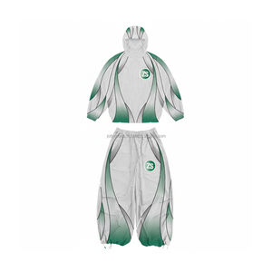 Ensemble coupe-vent en polyester de qualité supérieure 220GSM tissu respirant résistant à l'eau vert gris dégradé avec logo personnalisé imprimé grande taille - Product Image 1