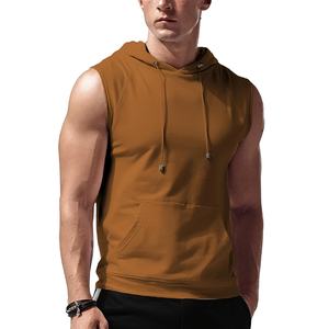 Wholesale Custom <b>Men's</b> <b>Sleeveless</b> Gym <b>Hoodie</b> 100% Sweatshirt Embroidered Design Solid Pattern Hooded Collar Winter XXS 500gsm - Product Image 5