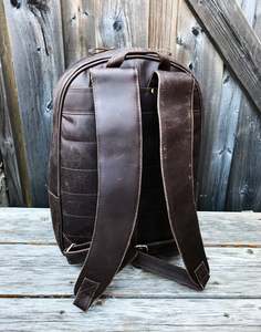 ALW 15.6 pouces sac à dos pour ordinateur portable en cuir pleine fleur rétro style vintage fermeture à glissière coton polyester école voyage bureau - Product Image 6