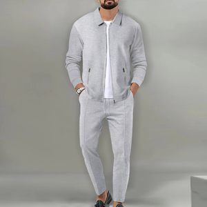 Ensemble de survêtement décontracté pour homme, automne, adultes, capuche, fermeture éclair, poche, revers, coupe régulière, pantalon - Product Image 3