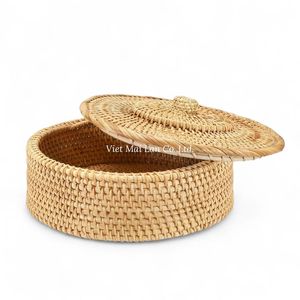 Boîte de rangement en rotin fabriquée à la main avec un motif tissé naturel pour le rangement à domicile et la décoration intérieure - Product Image 2