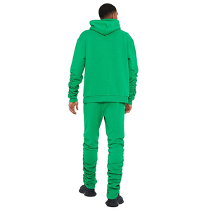 Custom Design Stacked Sweatpants <b>Tracksuit</b> Green Color Pullover Full Sleeve Cotton <b>Polyester</b> Jogging Running <b>Tracksuit</b> For Adult - Product Image 2