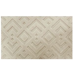 Tapis de bain et de douche jacquard abstrait en fil teint beige 70x120cm, production sur mesure - Fabriqué en Turquie - Product Image 2