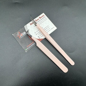 Pince à épiler d'extension de cils en acier inoxydable personnalisée professionnelle noire nue poignée en diamant pointe pointue pince à cils de beauté - Product Image 6