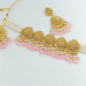 INDIAN TRADITIONAL and FASHIONABLE COPPER JEWELLERY BRIDAL WEDDING JEWELLERY <b>SET</b> for <b>WOMEN</b> EARRINGS and NECKLACE <b>SET</b> - Product Image 1