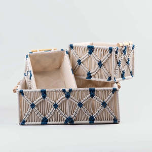 Aesthetic Jute & <b>Wooden</b> <b>Storage</b> <b>Baskets</b> Woven Cotton Rope <b>Basket</b> Set for Living Room or Bathroom Use - Product Image 6