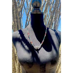 Collier de perles de type Liberty Dime graduées en argent sterling et pierres multiples de style Navajo - Product Image 2