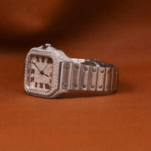 Montre de luxe unisexe Hip Hop en moissanite et diamants complets avec bracelet en cuir, résistante à l'eau, cadran analogique, cristal de verre - Product Image 2