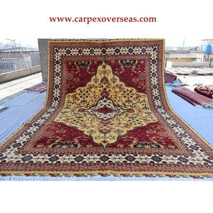 Tapis en laine turque fait à la main de haute qualité jaune Beige rouge Design floral taille personnalisée lavable et résistant aux taches - Product Image 1