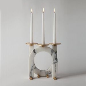 Bougeoir décoratif en marbre pour la maison au design élégant, bougeoir de luxe en marbre vert foncé et en métal de qualité au prix le plus bas - Product Image 2