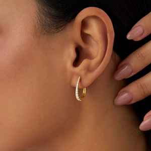 Boucles d'oreilles créoles en or 14 carats 2026, diamant naturel rond taille brillant monocouche, 0,50 ct, couleur GH, clarté VS, certifié par un tiers - Product Image 3