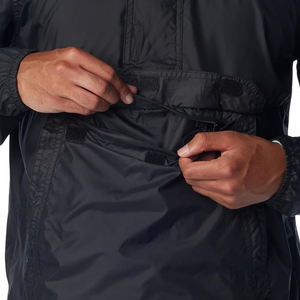 2025 New Arrival Men's <b>Windbreaker</b> Jacket With Removable Hood Breathable Fabric Solid <b>Black</b> Color Zippers Style Rain Jacket - Product Image 6