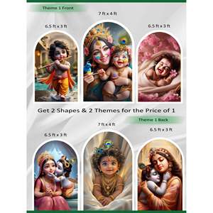 Premium Arch <b>Backdrop</b> Set (3 Pcs) Divine Krishna Italian Fabric Collection Elegant Arched Event Displays - Product Image 1