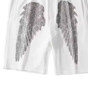 Shorts de survêtement personnalisés en strass blancs Shorts de survêtement en strass en meilleur matériau Shorts de survêtement en strass de style tendance à vendre - Product Image 6