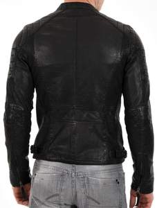 Veste en cuir noir de haute qualité pour hommes Logo personnalisé Épaisse Chaude Respirante Grande taille Fermeture éclair Veste pour hommes - Product Image 3