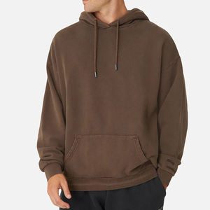 Oem Custom Street Hoodies Unisex High Quality Blank Brown Heavy Weight Boxy Winter Men Heavy Cotton Hoodie Oversized - Product Image 1