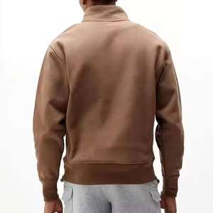 Sweat-shirt à col roulé simple pour homme, sweat-shirt en polaire court avec col rond, sweat-shirt à demi-zip - Product Image 1