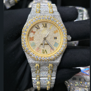 Montre de luxe en moissanite à taille brillante automatique D VVS avec fonction date, boîtier en acier inoxydable pour hommes et femmes - Product Image 1