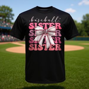 T-shirt Coquette Bow pour fille, motif rose et blanc, pour les fans de baseball - Product Image 3