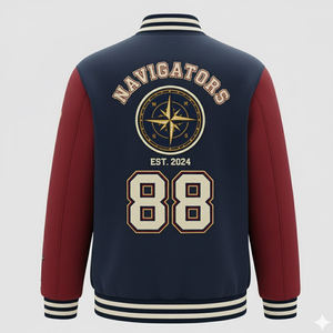 Chaqueta Varsity Personalizada al por Mayor para Hombre, Bordada en Lana Chenille, con Logotipo Frontal, Transpirable y Resistente al Viento, para Uso en Exteriores - Product Image 2