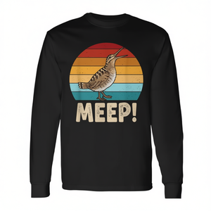 T-shirt vintage americana a maniche lunghe con stampa di un picchio e scritta 'Meep Bird', prodotto promozionale con meme 'Meep Bird' - Product Image 2