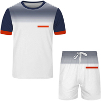 Ensemble t-shirt et short pour homme, taille plus, 100% coton polyester, noir