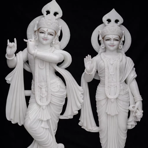 Prabhat Export Tradicional Makrana Mármol Radha Krishna Estatuas del templo con superficie esmaltada para uso religioso - Product Image 1