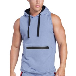 Custom Logo <b>Hoodies</b> Fitness Sports Tank Top With Hood Gym Training Mesh <b>Sleeveless</b> <b>Hoodies</b> for Men - Product Image 1