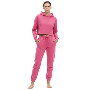 Ensemble survêtement femme d'hiver entièrement personnalisé, 2 pièces, 100% coton molletonné, sweat-shirt oversize, jogging imperméable - Product Image 5