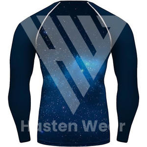 เสื้อกีฬาปั่นจักรยานสำหรับผู้ชายเสื้อแรชการ์ดแขนยาวพิมพ์ซับลิเมชันเต็มตัวทำจากโพลีเอสเตอร์ - Product Image 6
